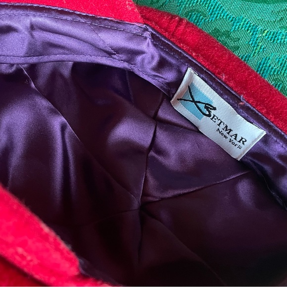 VINTAGE 90's Betmar New York Newsboy Red Wool Hat Unisex - Picture 4 of 9